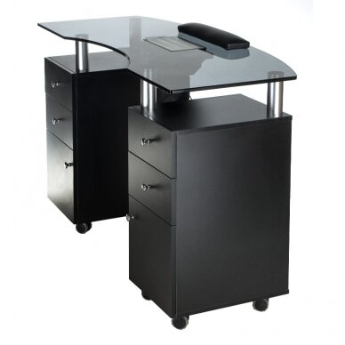 Manikīra galds ar putekļu savācēju MANICURE DESK PRACTIC GLASS BLACK 2