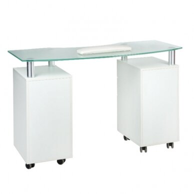 Стол косметолога MANICURE DESK PRO GLASS WHITE 1