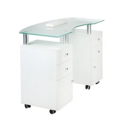 Kosmētikas galds MANICURE DESK PRO GLASS WHITE 2