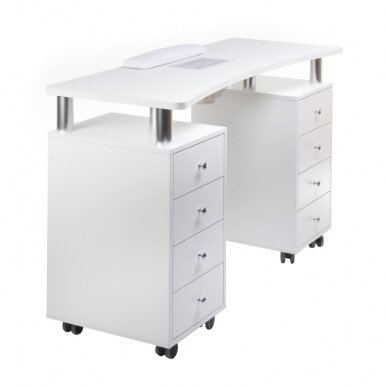 Manikiūro stalas su dulkių surinkėju MANICURE DESK PRACTIC WHITE 2