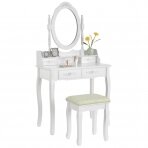 Make-up table with mirror and stool MIRA WHITE (1)