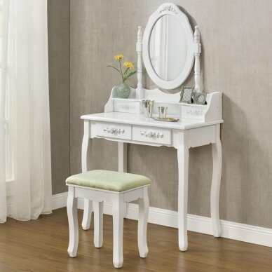 Make-up table with mirror and stool MIRA WHITE 6