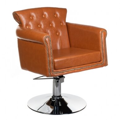 Kirpyklos kėdė PROFESSIONAL HAIRDRESSING CHAIR ALBERTO BERLIN LIGHT BROWN