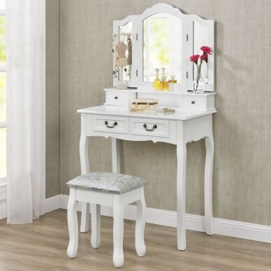 Make-up table with 3 mirrors and stool EMMA WHITE 4