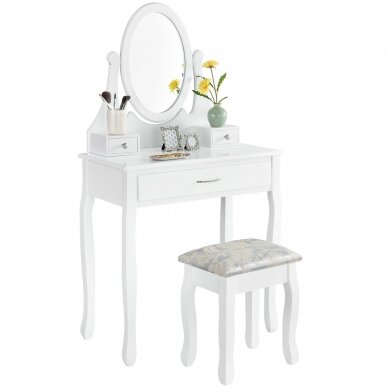 Make-up table with mirror and stool LENA WHITE