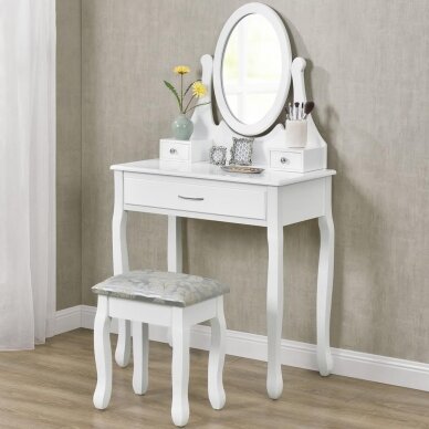 Make-up table with mirror and stool LENA WHITE 5