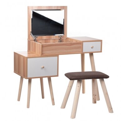 Make-up table with mirror and stool STELLA WHITE