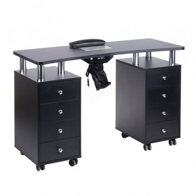 Manikiūro stalas su dulkių surinkėju MANICURE DESK PRACTIC BLACK