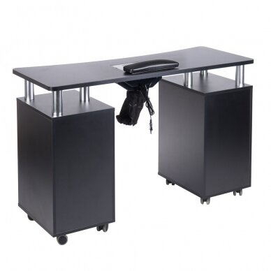 Manikiūro stalas su dulkių surinkėju MANICURE DESK PRACTIC BLACK 1