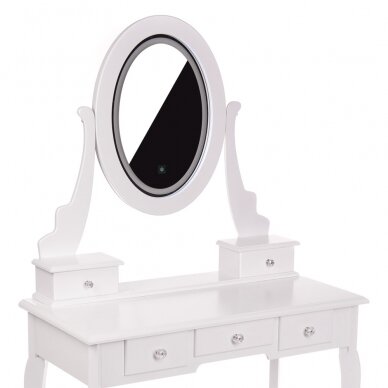 Make-up table with LED mirror and stool KARI WHITE 1