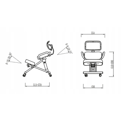 Balance kneeling chair with backrest Ergo Pro Black 8