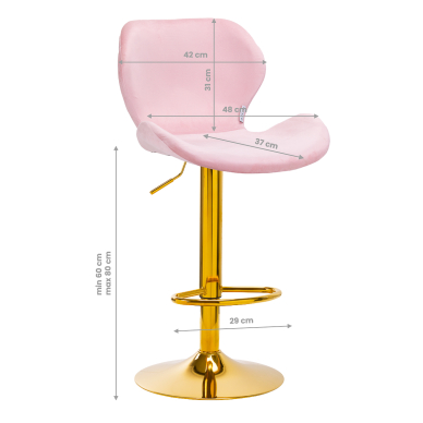 Bar stool BRAVISIMUS VELVET PINK GOLD 5