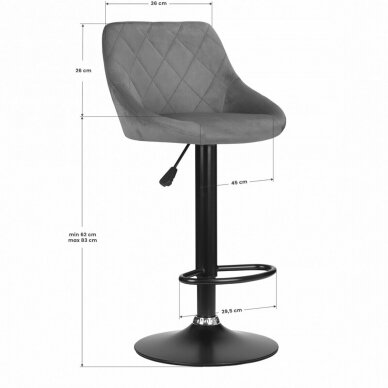 Bar stool CROWN ECO LEATHER CHROME GREY 4