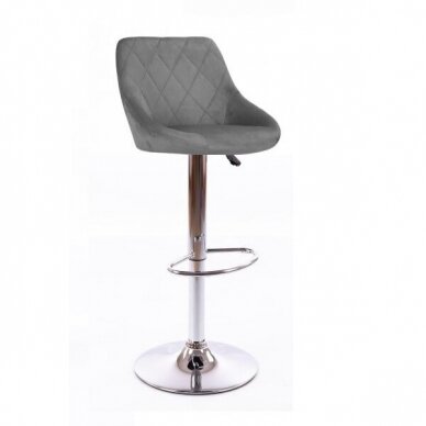 Bar stool CROWN ECO LEATHER CHROME GREY