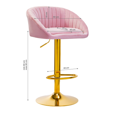 Bar stool STILISIMUS VELVET PINK GOLD 5