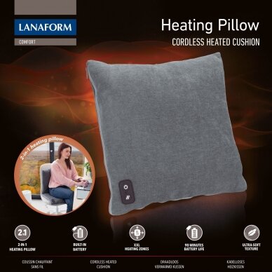 Bezvadu apsildes paklājiņš-spilvens Lanaform 2 in 1 Heating Pad 11