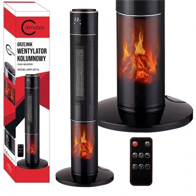 Column fan heater with fireplace simulation function CARRUZZO, 86 cm 3