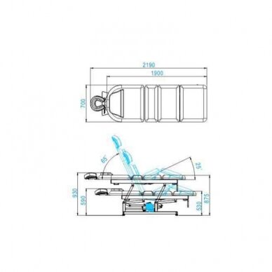 Elektriskās masāžas galds AZZURRO TOTAL MASSAGE 1 MOTOR WHITE 5