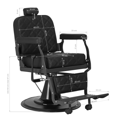 Hairdressing Barber Chair Gabbiano Carlos Extra Black 16