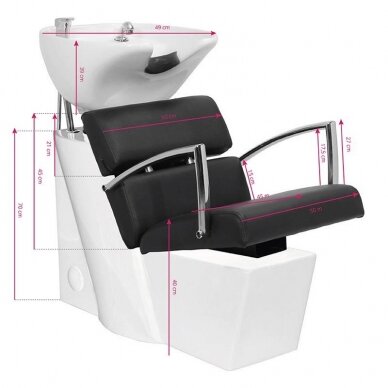 Hairdressing salon sink GABBIANO PROFESSIONAL HAIRWASHER BRUSSEL WHITE BASE STRIP BLACK SEAT 3