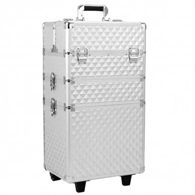 Cosmetics case on wheels Professional 3in1 Silver 11