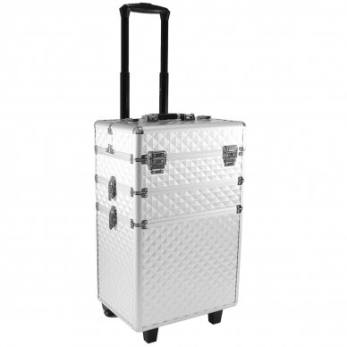 Cosmetics case on wheels Professional 3in1 Silver