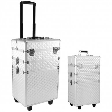 Cosmetics case on wheels Professional 3in1 Silver 12