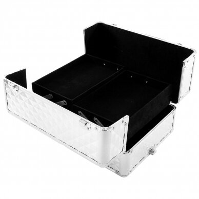 Cosmetics case on wheels Professional 3in1 Silver 4