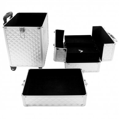 Cosmetics case on wheels Professional 3in1 Silver 1