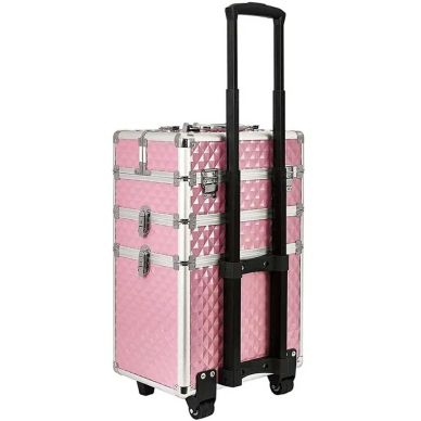 Cosmetics case on wheels Professional 3in1 Pink 3