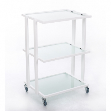 Cosmetology trolley (glass, 3 shelves)