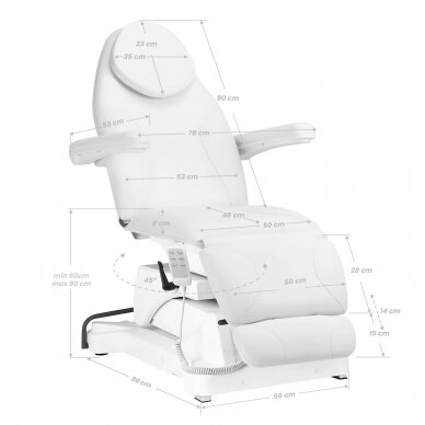 Kosmetoloģijas krēsls Sillon Basic Electric 3 Motors Professional White 12