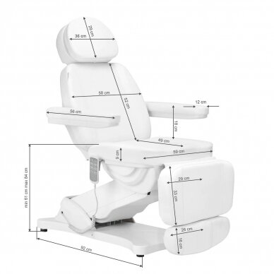 Kosmetologin tuoli SILLON CLASSIC 4 MOTOR ELECTRIC WHITE 17