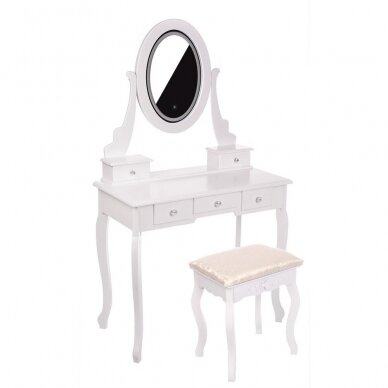 Make-up table with LED mirror and stool KARI WHITE