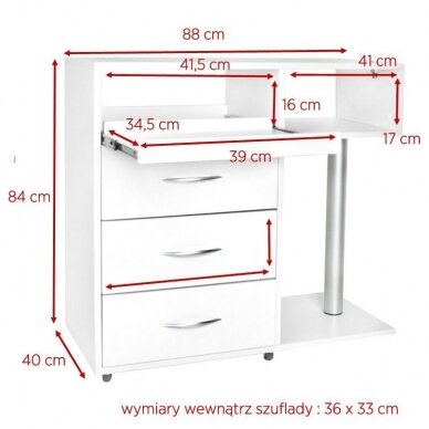 Kosmetologinis stalas Mini Compact White 12