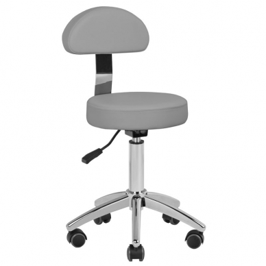 Beautician stool STOOL BEAUTY BACKREST ROUND GREY