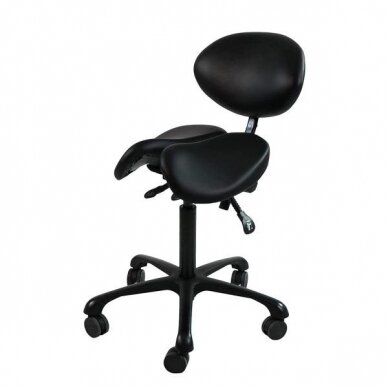 Beautician stool Professional Massage Master with Backrest Black