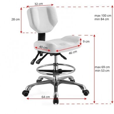 Kosmetologi jakkara BEAUTY STOOL COMFORT WHITE 4