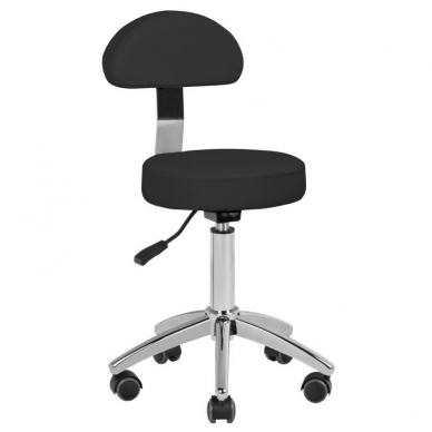 Kosmetologinė meistro kėdutė STOOL BEAUTY BACKREST ROUND BLACK