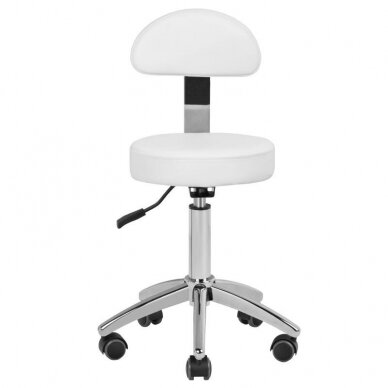 Kosmetologinė meistro kėdutė STOOL BEAUTY BACKREST ROUND WHITE 1