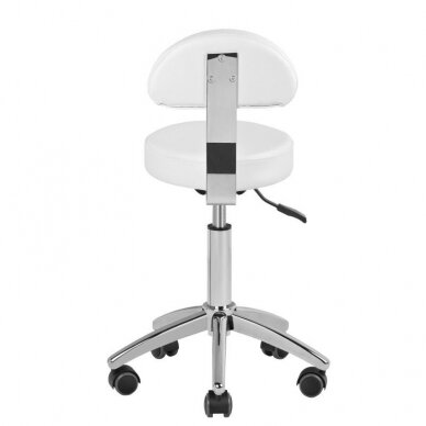 Kosmetologinė meistro kėdutė STOOL BEAUTY BACKREST ROUND WHITE 2