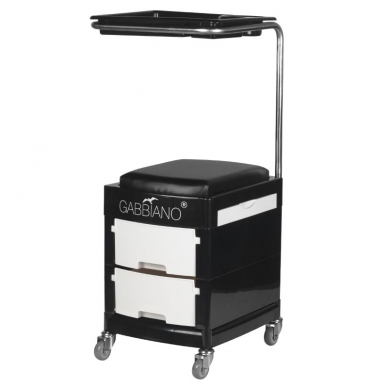 Kosmetologivaunu - jalkatuki pedikyyriä varten HELPER PLUS PEDICURE STOOL 2 BLACK/WHITE