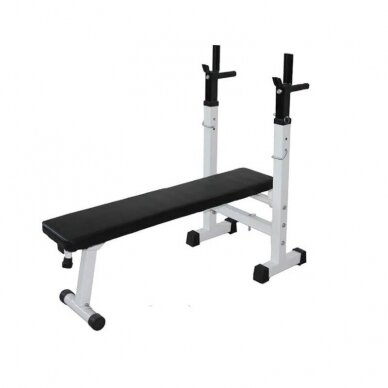 Foldable fitness bench with barbell stand