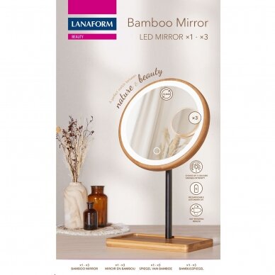 Увеличительное зеркало (X1/X3) со светодиодной подсветкой Lanaform Bamboo Mirror 6