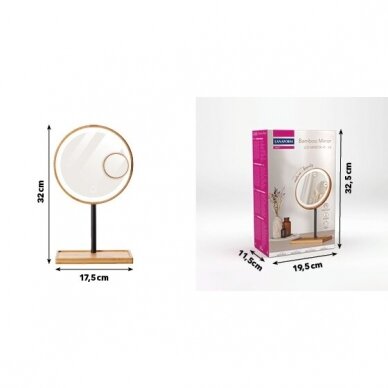 Suurennuspeili (X1/X3) jossa on LED-taustavalo Lanaform Bamboo Mirror 8